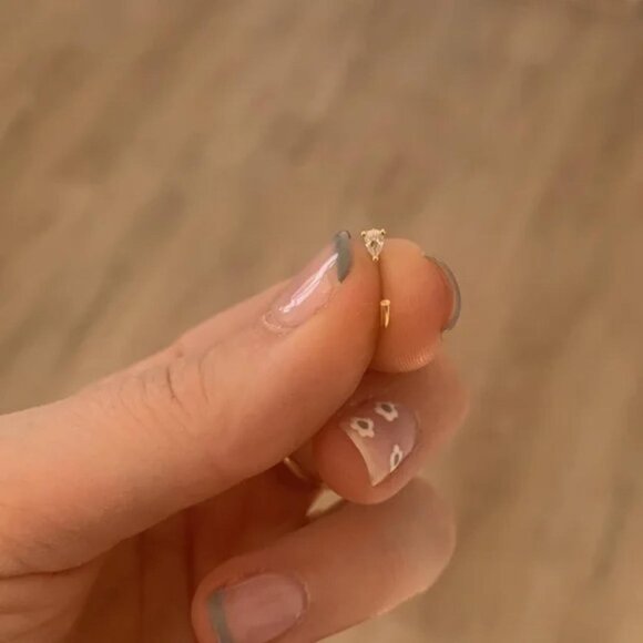 The Daphne gold open huggie hoop earrings cz stone stud teardrop - Picture 4 of 4